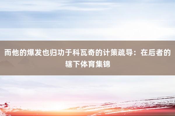 而他的爆发也归功于科瓦奇的计策疏导：在后者的辖下体育集锦