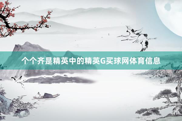 个个齐是精英中的精英G买球网体育信息