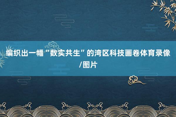 编织出一幅“数实共生”的湾区科技画卷体育录像/图片