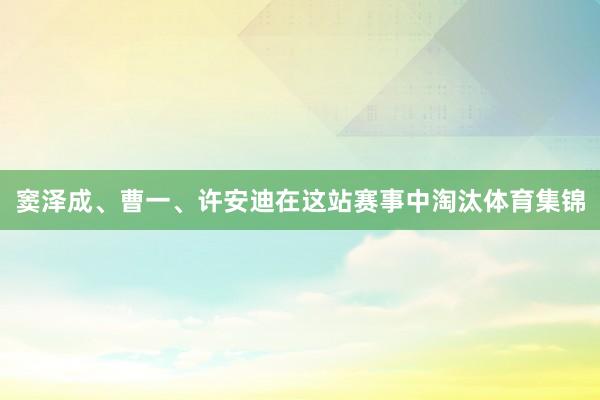 窦泽成、曹一、许安迪在这站赛事中淘汰体育集锦