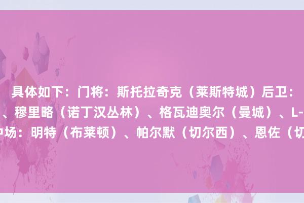 具体如下：门将：斯托拉奇克（莱斯特城）后卫：卡约德（布伦特福德）、穆里略（诺丁汉丛林）、格瓦迪奥尔（曼城）、L-托马斯（莱斯特城）中场：明特（布莱顿）、帕尔默（切尔西）、恩佐（切尔西）、加纳乔（曼联）、沙德（布伦特福德）前卫：阿尤（莱斯特城）    体育录像/图片