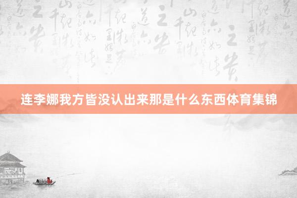 连李娜我方皆没认出来那是什么东西体育集锦