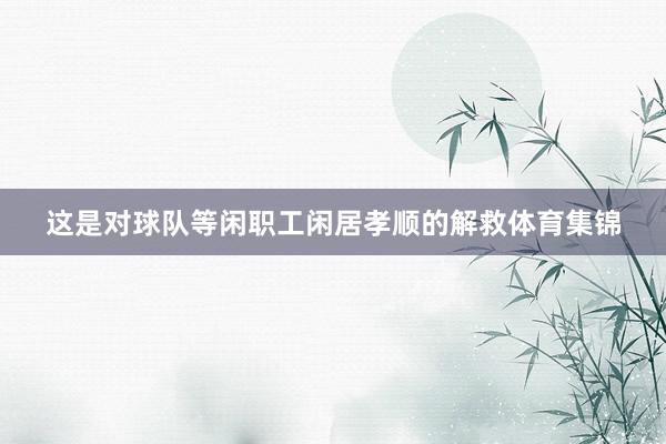 这是对球队等闲职工闲居孝顺的解救体育集锦